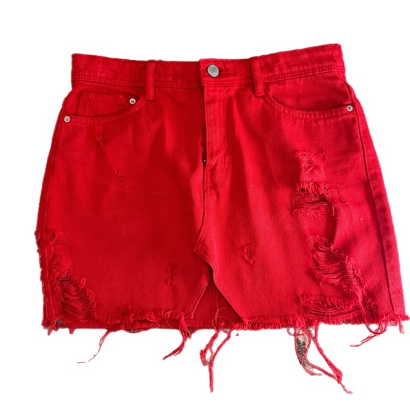 Zara Dresses & Skirts - Zara Distressed Red Mini Skirt